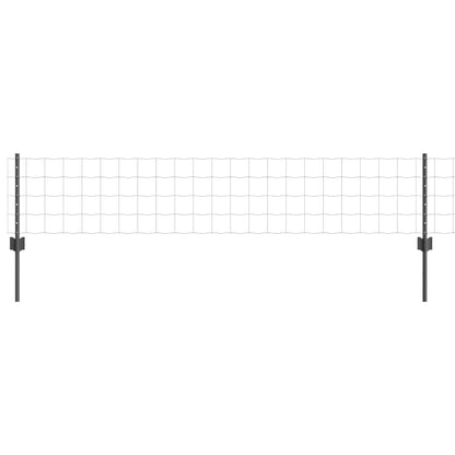 Zaun mit Pfosten Grau 0,4 x 10 m Stahl