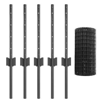 Zaun mit Pfosten Grau 0,4 x 10 m Stahl