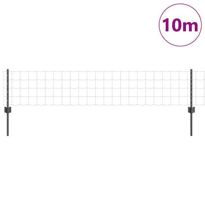 Zaun mit Pfosten Grau 0,4 x 10 m Stahl