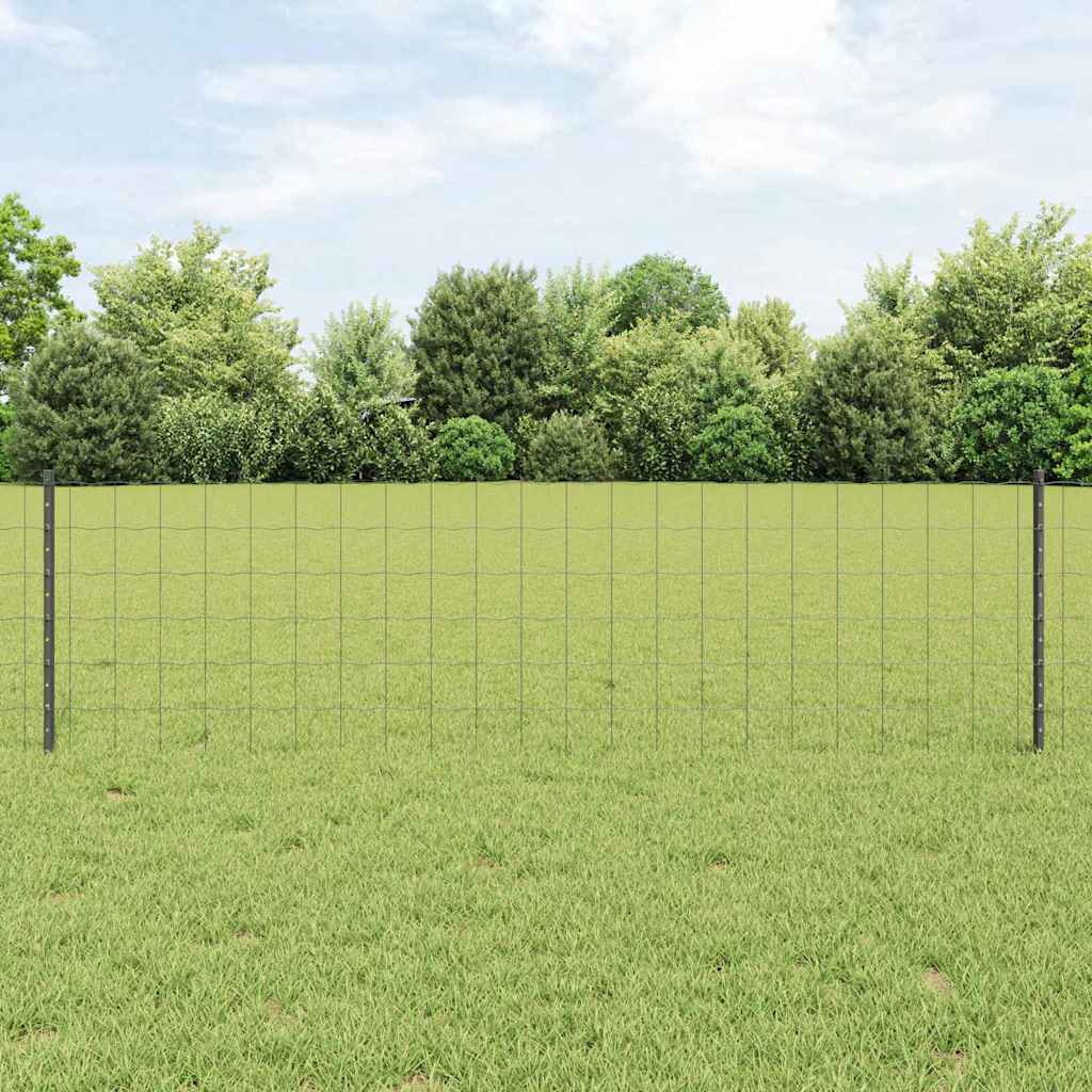 Zaun mit Pfosten Grau 0,6 x 10 m Stahl