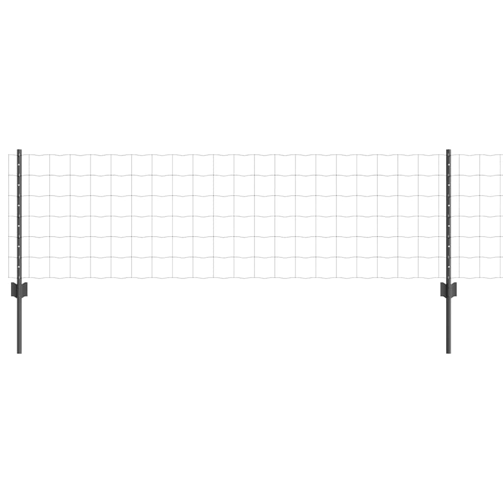 Zaun mit Pfosten Grau 0,6 x 10 m Stahl
