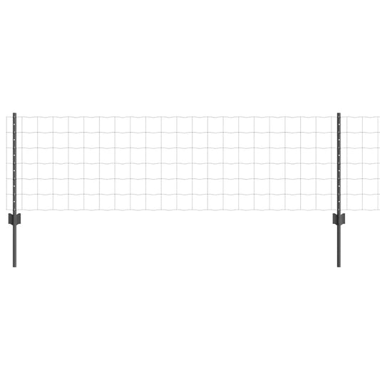 Zaun mit Pfosten Grau 0,6 x 10 m Stahl