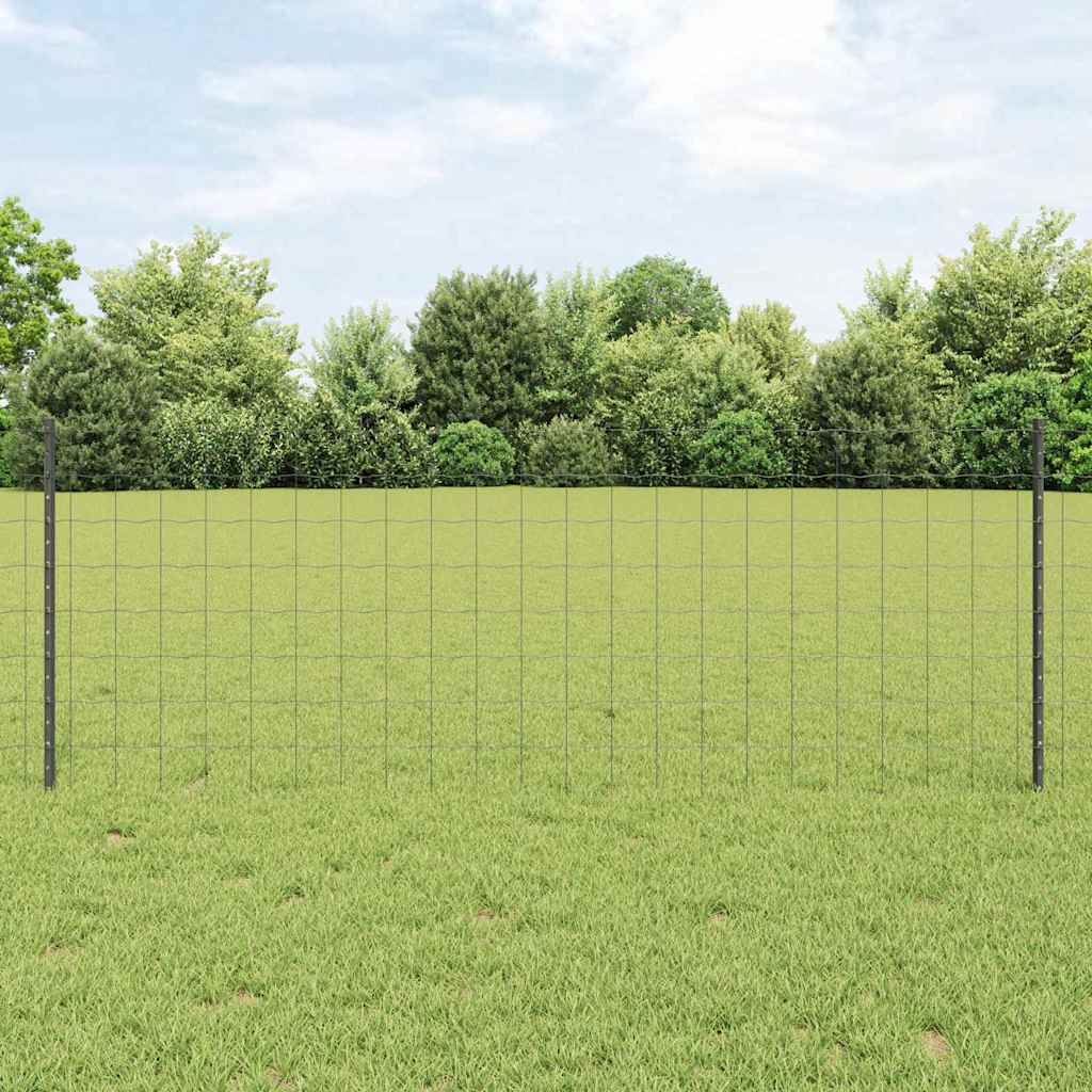 Zaun mit Pfosten Grau 0.8 x 10 m Stahl