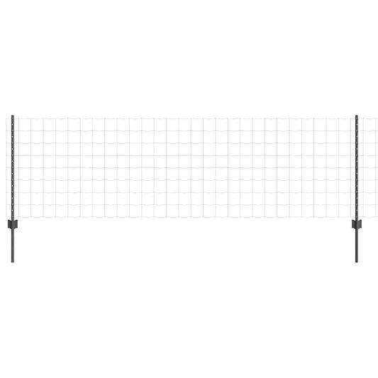 Zaun mit Pfosten Grau 0.8 x 10 m Stahl