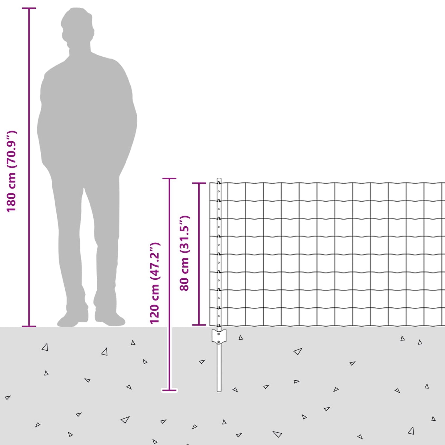Zaun und Pfosten Grau 0,8 x 10 m Stahl