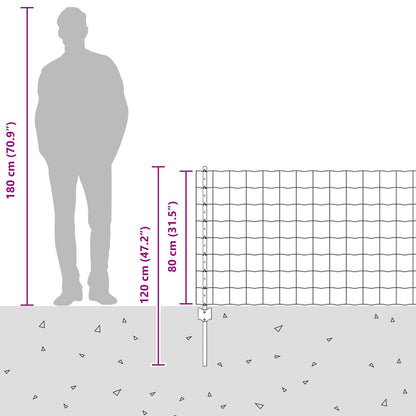 Zaun und Pfosten Grau 0,8 x 10 m Stahl