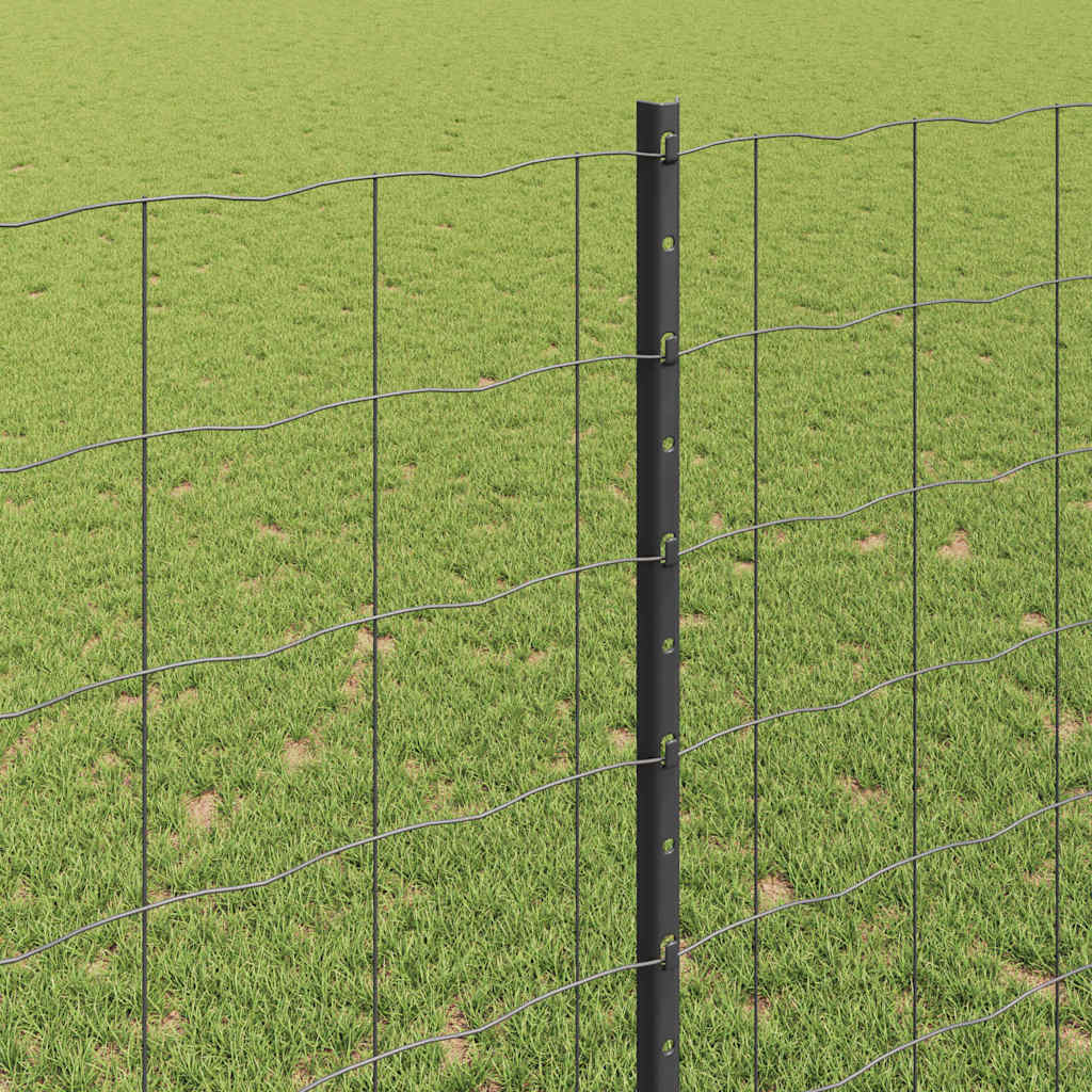 Zaun mit Pfosten Grau 1,4 x 10 m Stahl
