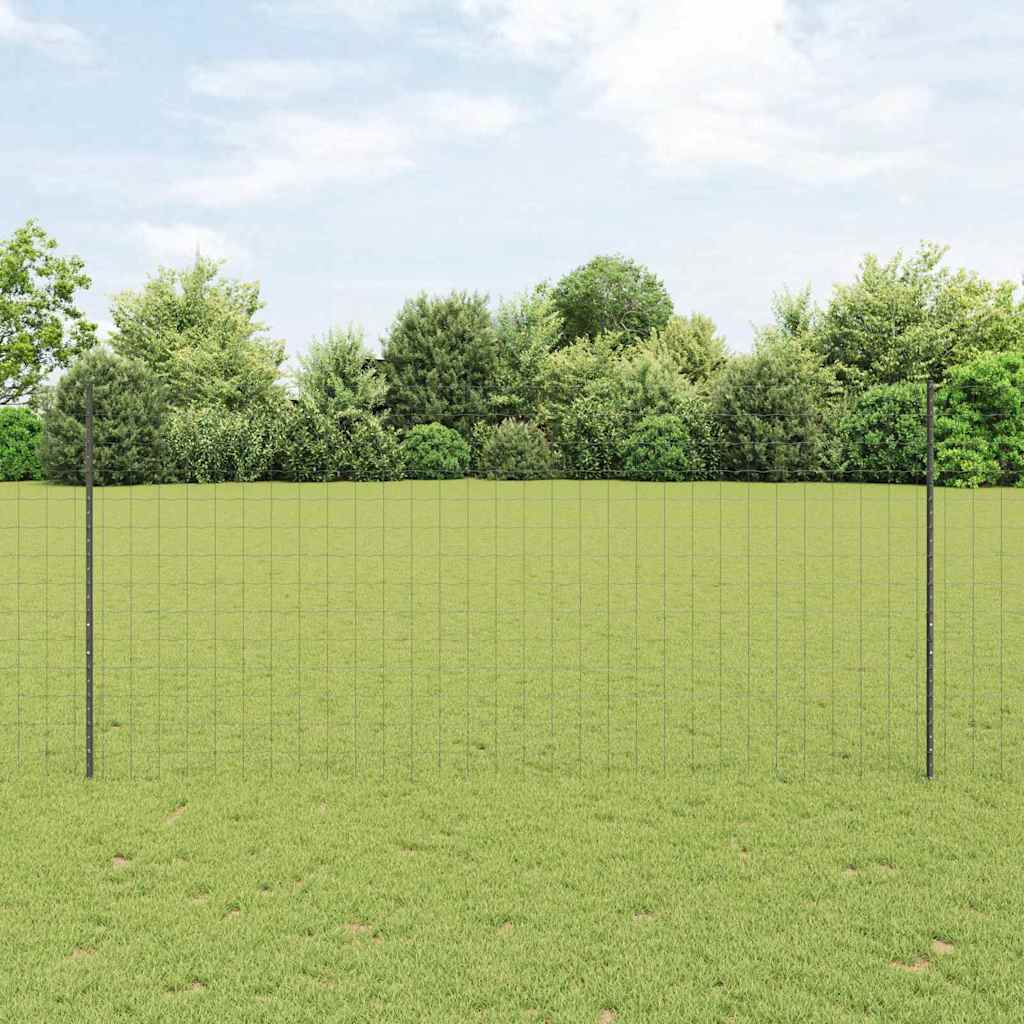 Zaun mit Pfosten Grau 1.4 x 10 m Stahl