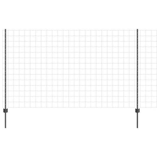 Zaun mit Pfosten Grau 1.4 x 10 m Stahl