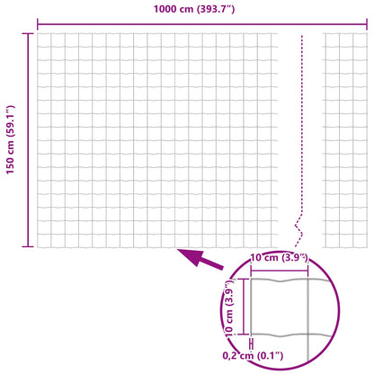 Zaun und Pfosten Grau 1,5 x 10 m Stahl