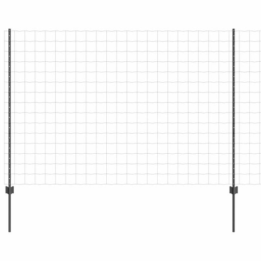 Zaun mit Pfosten Grau 1.6 x 10 m Stahl