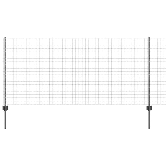 Zaun mit Pfosten Grau 1 x 25 m Stahl