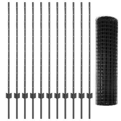 Zaun mit Pfosten Grau 1.2 x 25 m Stahl