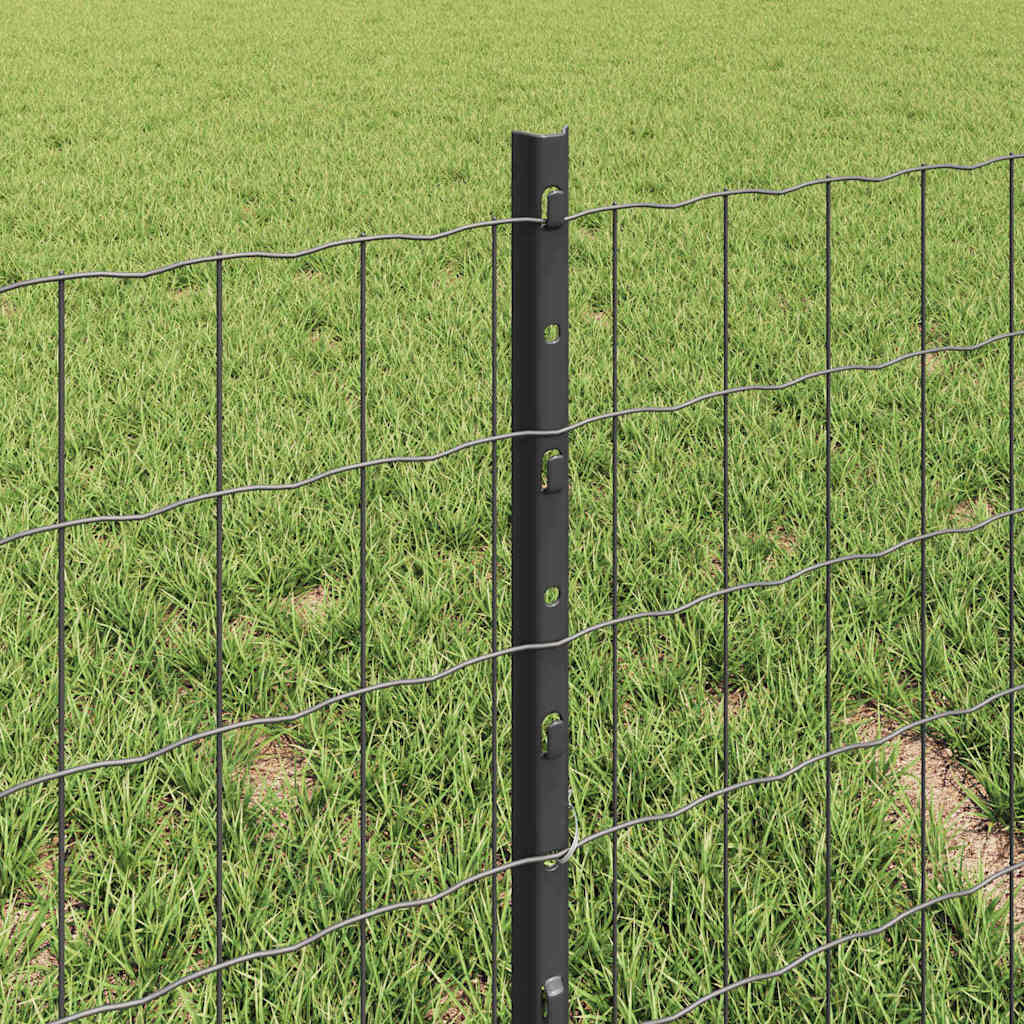 Zaun mit Pfosten Grau 0,4 x 25 m Stahl