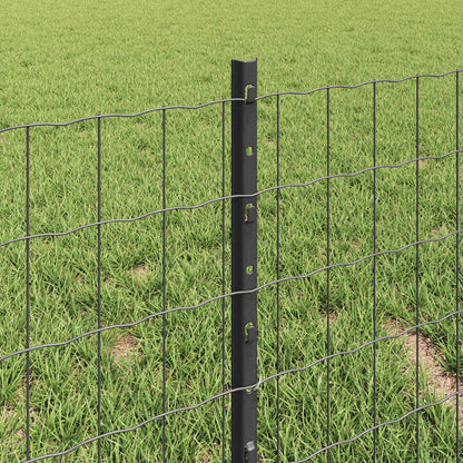 Zaun mit Pfosten Grau 0,4 x 25 m Stahl
