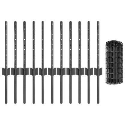 Zaun mit Pfosten Grau 0,4 x 25 m Stahl