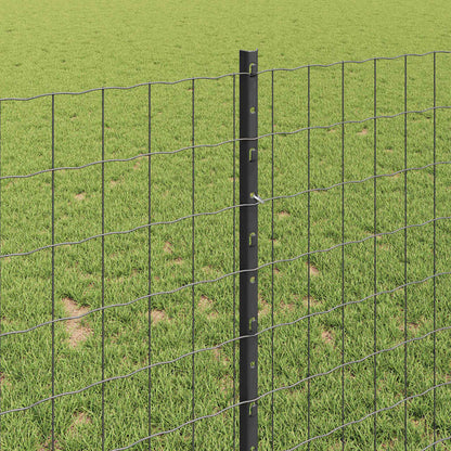 Zaun mit Pfosten Grau 1 x 25 m Stahl
