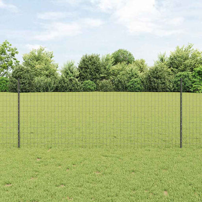 Zaun mit Pfosten Grau 1 x 25 m Stahl