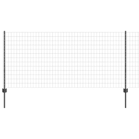 Zaun mit Pfosten Grau 1 x 25 m Stahl