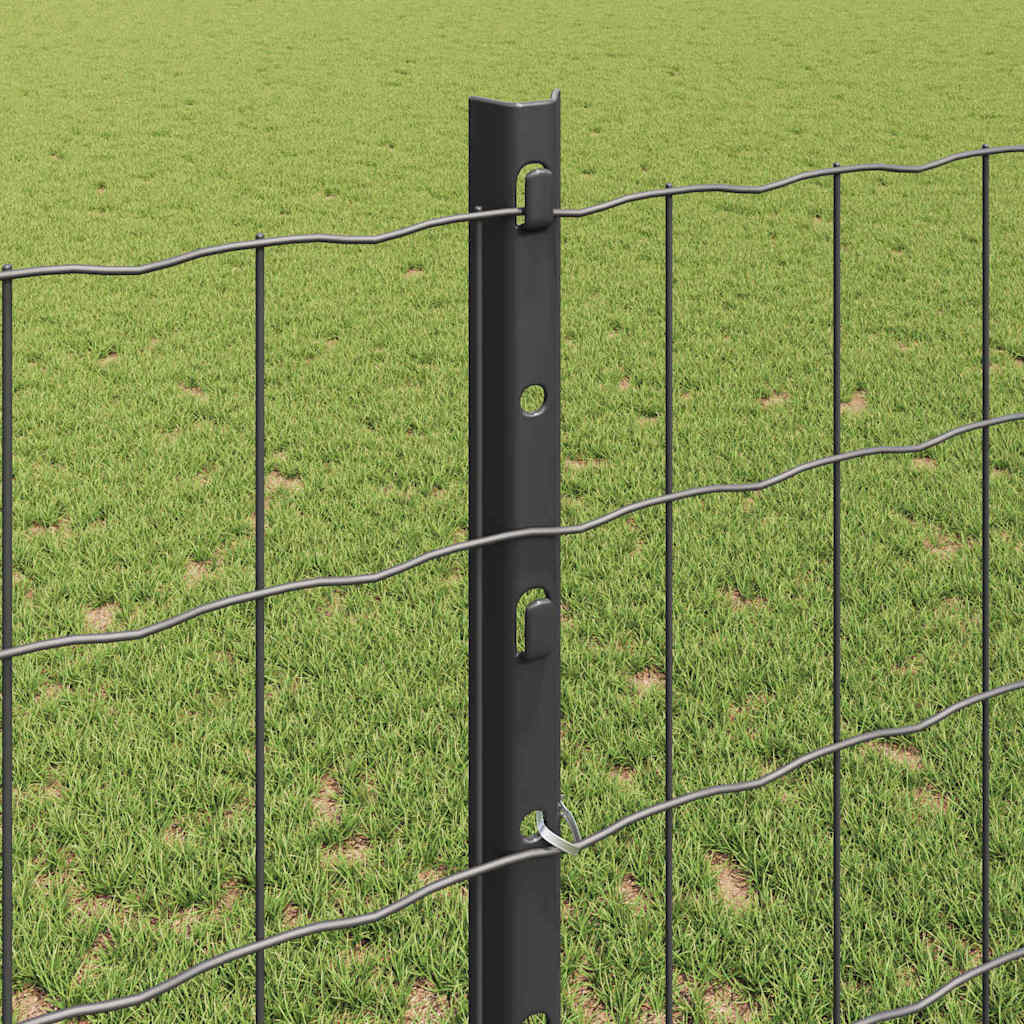 Zaun mit Pfosten Grau 1,2 x 25 m Stahl