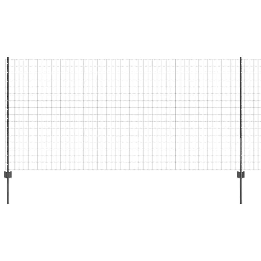 Zaun mit Pfosten Grau 1.2 x 25 m Stahl