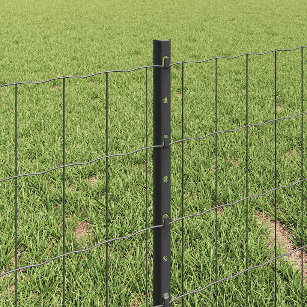 Zaun mit Pfosten Grau 0,4 x 25 m Stahl