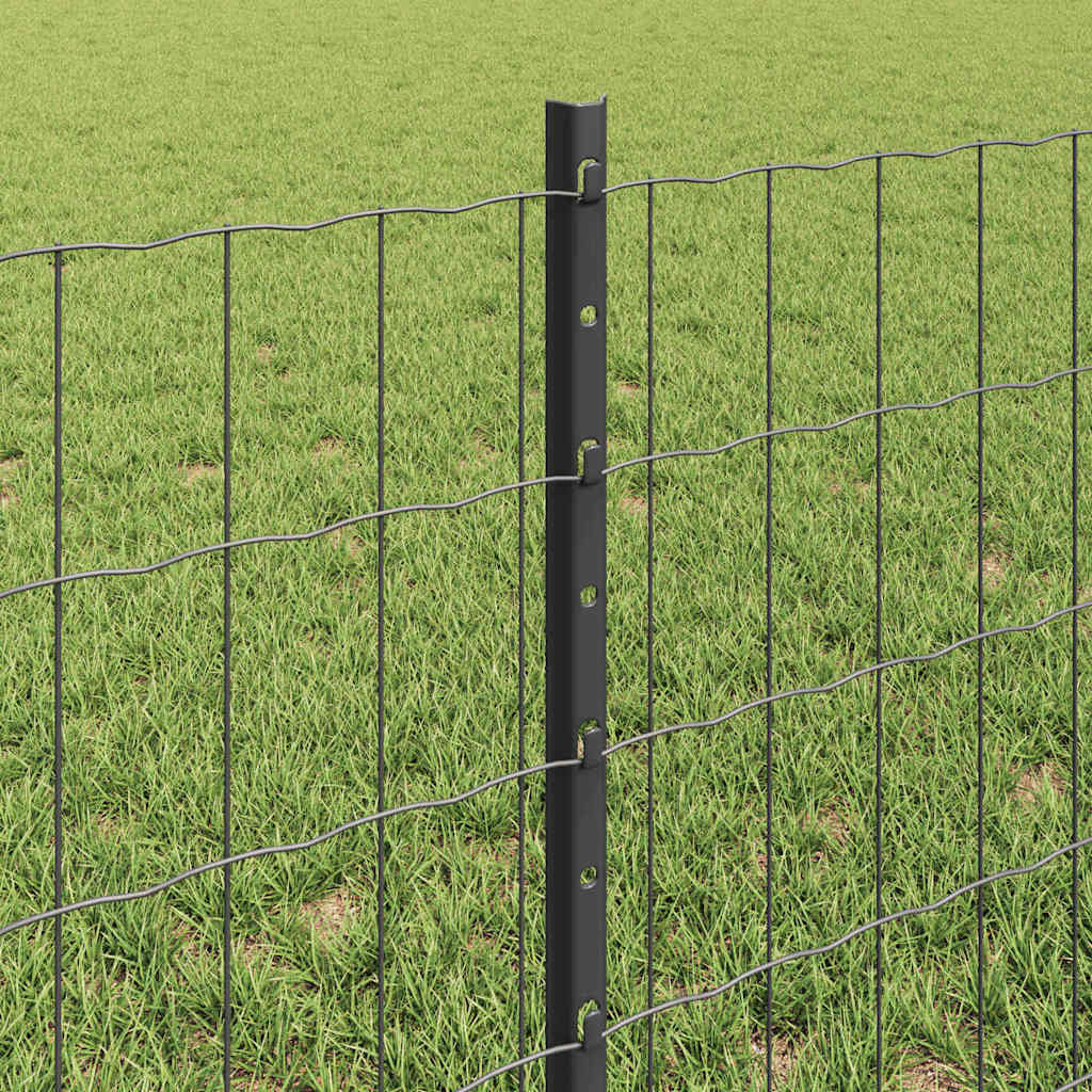 Zaun mit Pfosten Grau 0,6 x 25 m Stahl