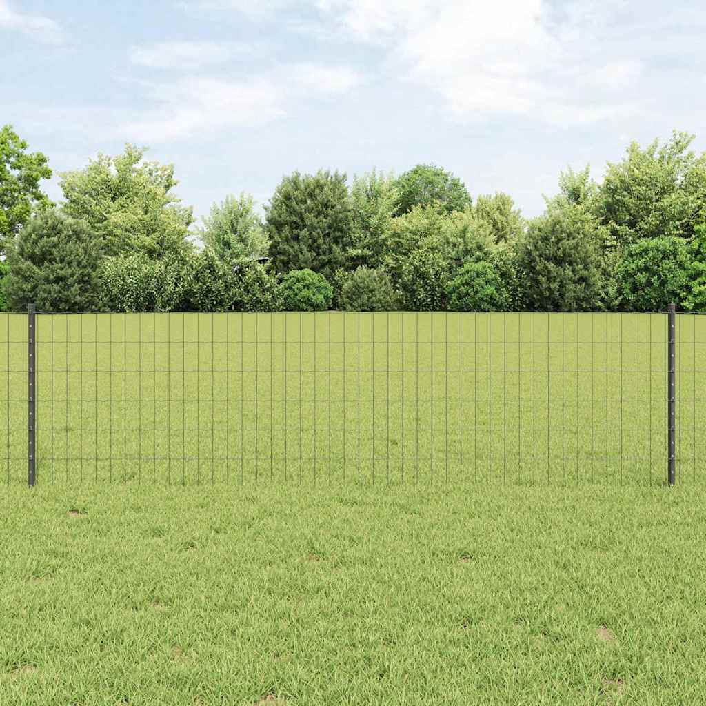 Zaun mit Pfosten Grau 0,6 x 25 m Stahl