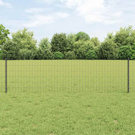Zaun mit Pfosten Grau 0,6 x 25 m Stahl