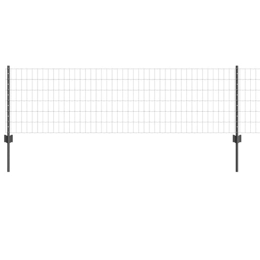 Zaun mit Pfosten Grau 0,6 x 25 m Stahl