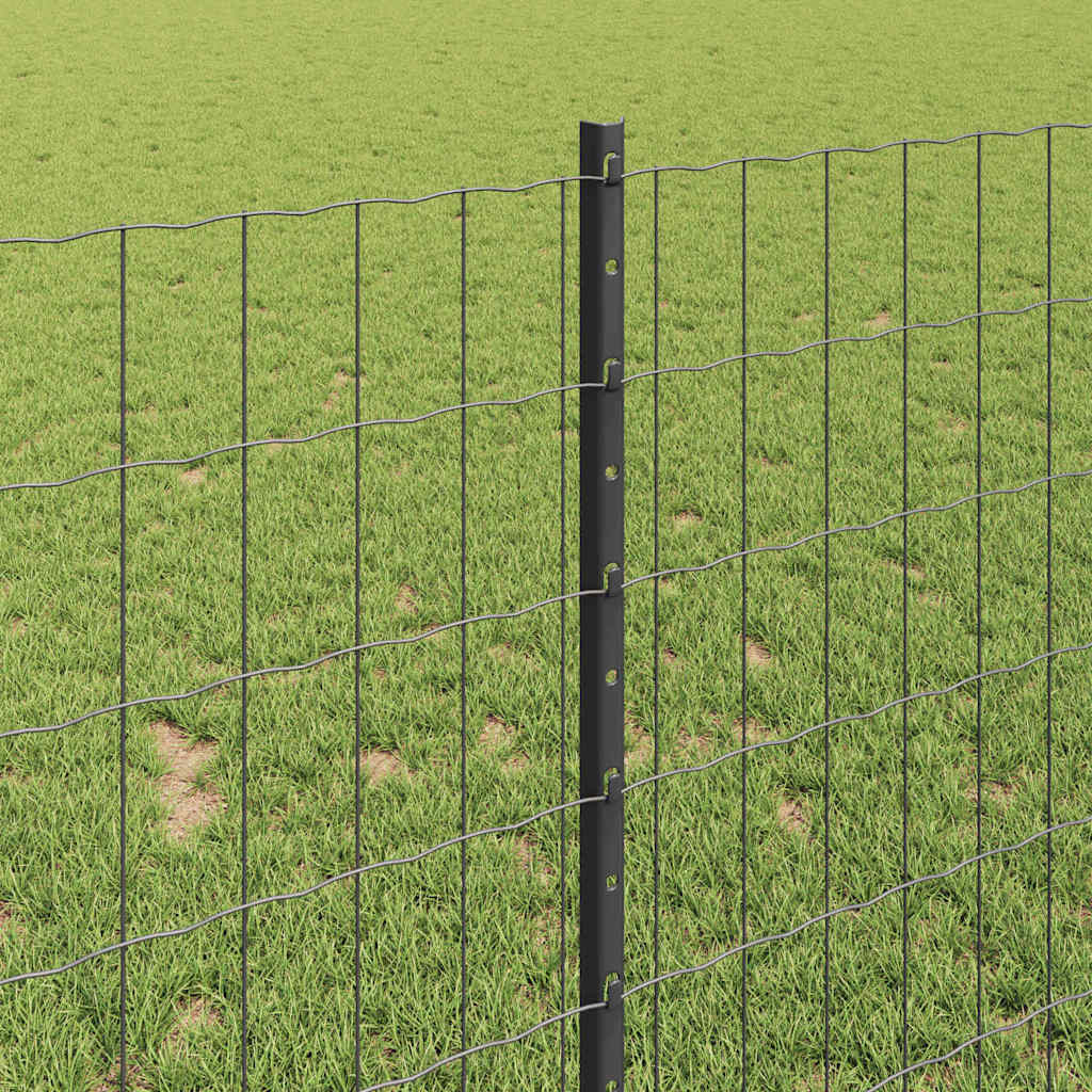 Zaun mit Pfosten Grau 1 x 25 m Stahl