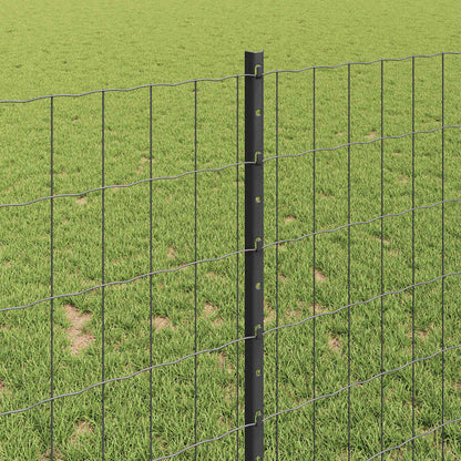 Zaun mit Pfosten Grau 1 x 25 m Stahl