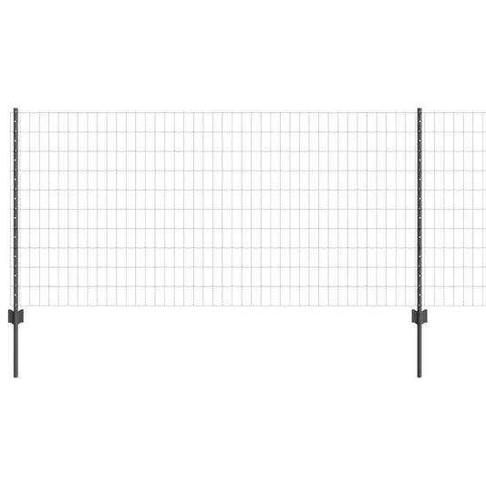 Zaun mit Pfosten Grau 1 x 25 m Stahl