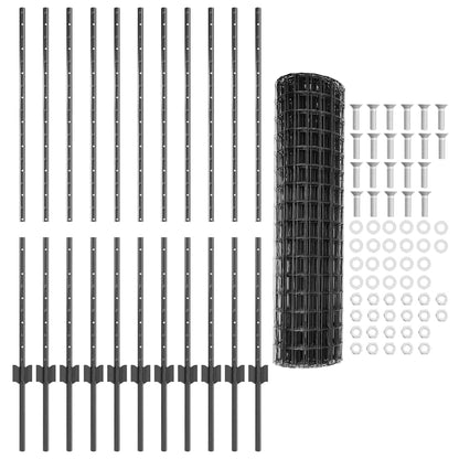 Zaun mit Pfosten Grau 1.2 x 25 m Stahl
