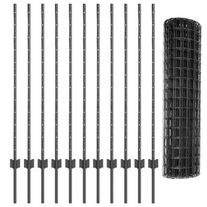 Zaun mit Pfosten Grau 1.2 x 25 m Stahl