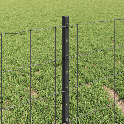 Zaun mit Pfosten Grau 0,4 x 25 m Stahl