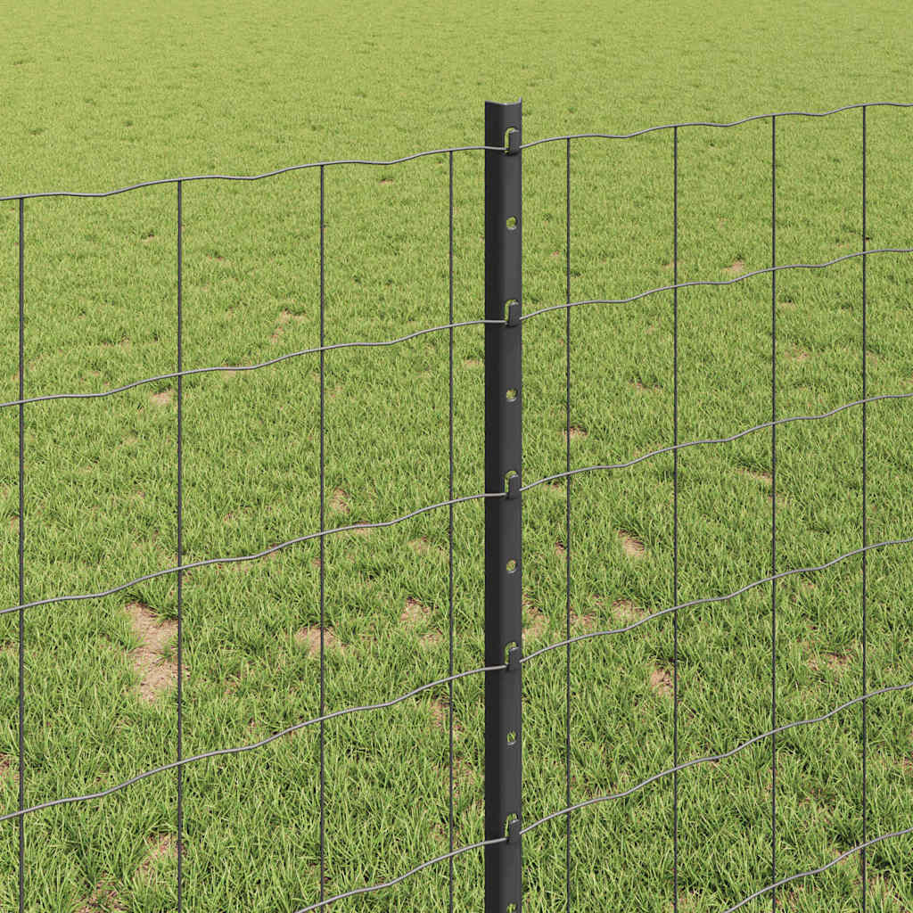 Zaun mit Pfosten Grau 1 x 25 m Stahl