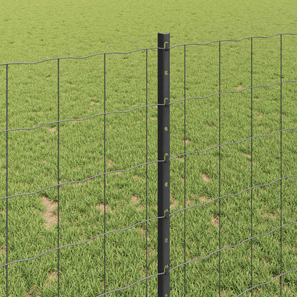 Zaun mit Pfosten Grau 1 x 25 m Stahl
