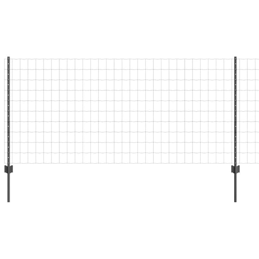 Zaun mit Pfosten Grau 1 x 25 m Stahl