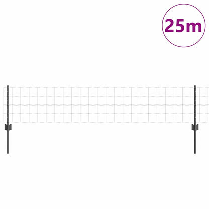 Zaun mit Pfosten Grau 0,4 x 25 m Stahl