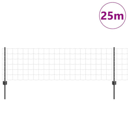 Zaun mit Pfosten Grau 0,6 x 25 m Stahl
