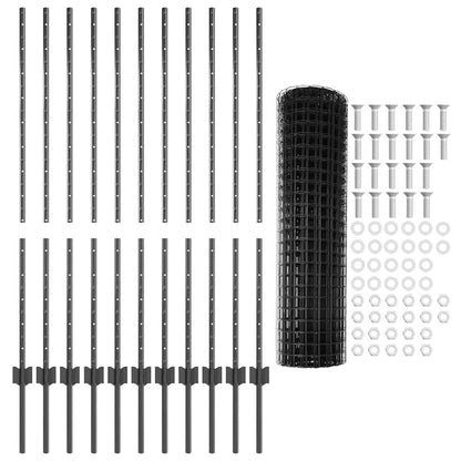 Zaun mit Pfosten Grau 1.2 x 25 m Stahl