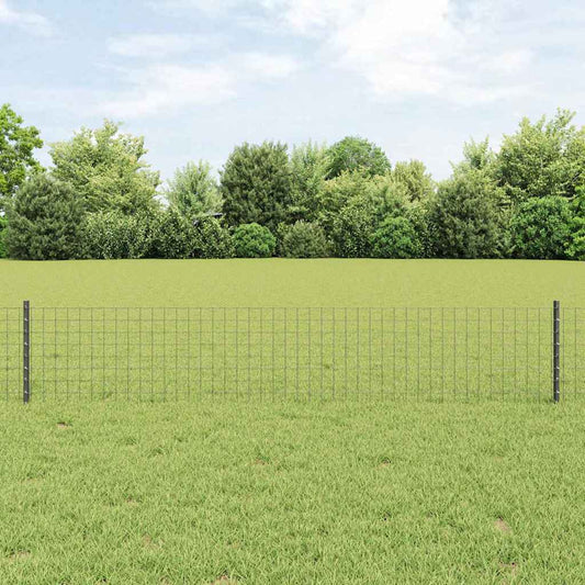 Zaun mit Pfosten Grau 0.4 x 50 m Stahl