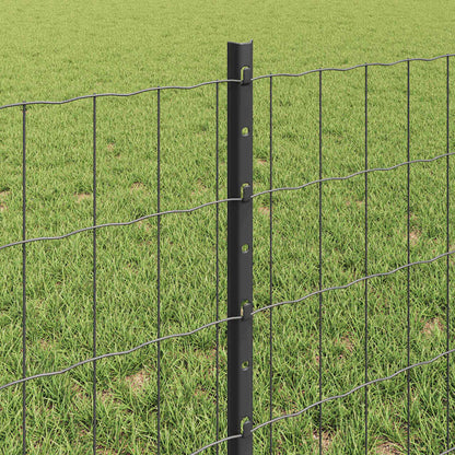 Zaun mit Pfosten Grau 0,6 x 50 m Stahl