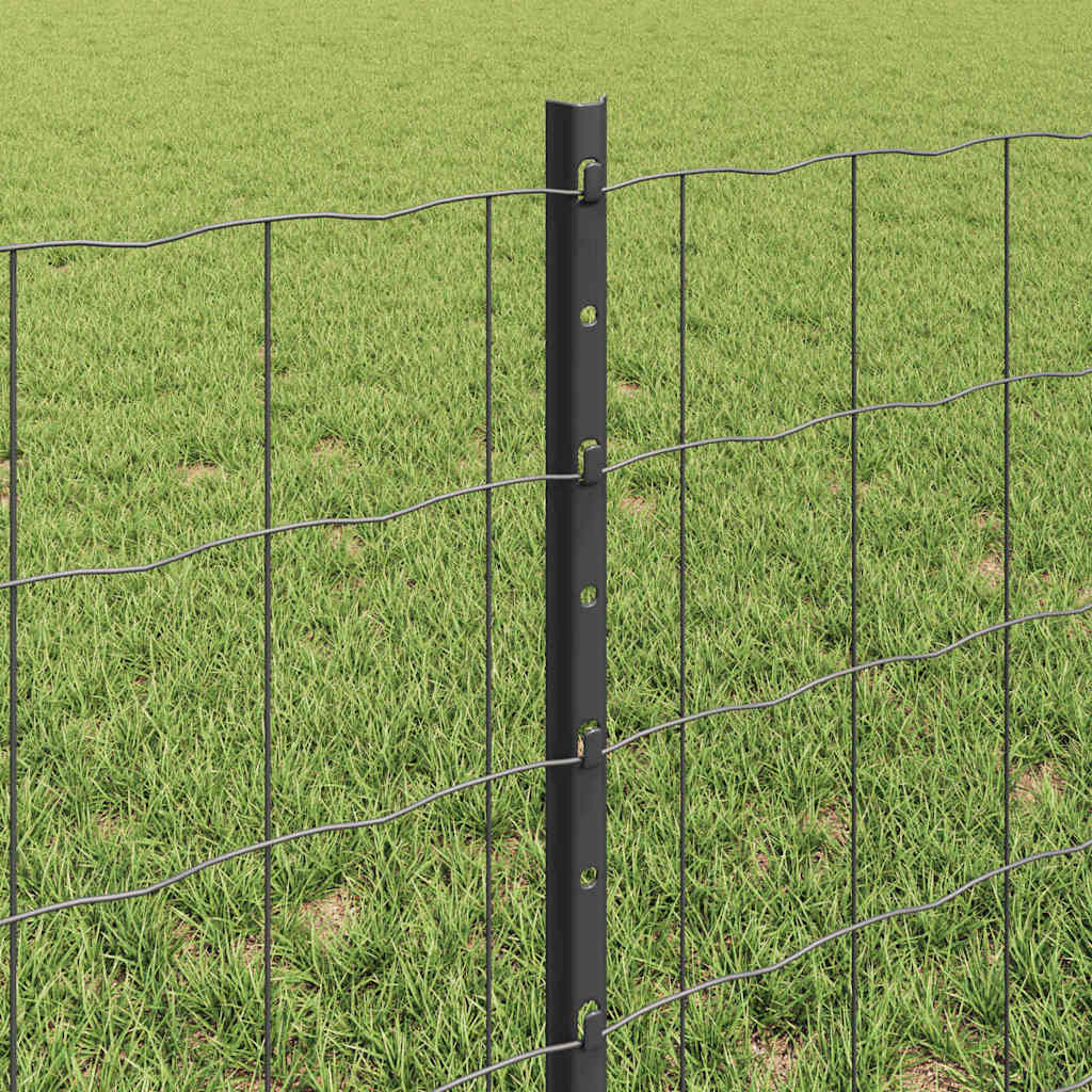 Zaun mit Pfosten Grau 0,6 x 50 m Stahl