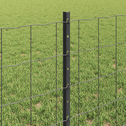 Zaun mit Pfosten Grau 0,6 x 50 m Stahl