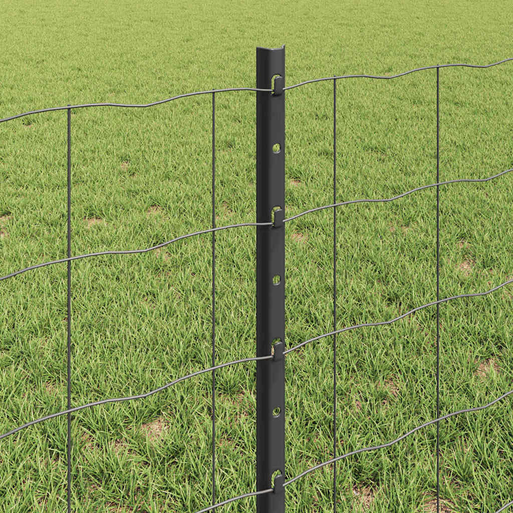 Zaun mit Pfosten Grau 0,6 x 50 m Stahl