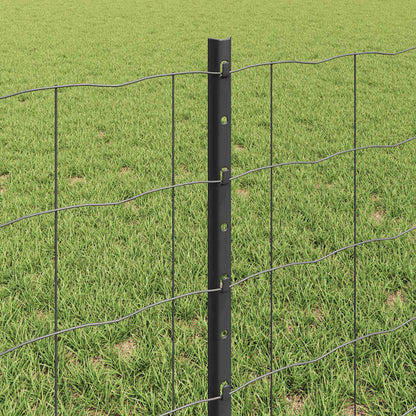 Zaun mit Pfosten Grau 0,6 x 50 m Stahl