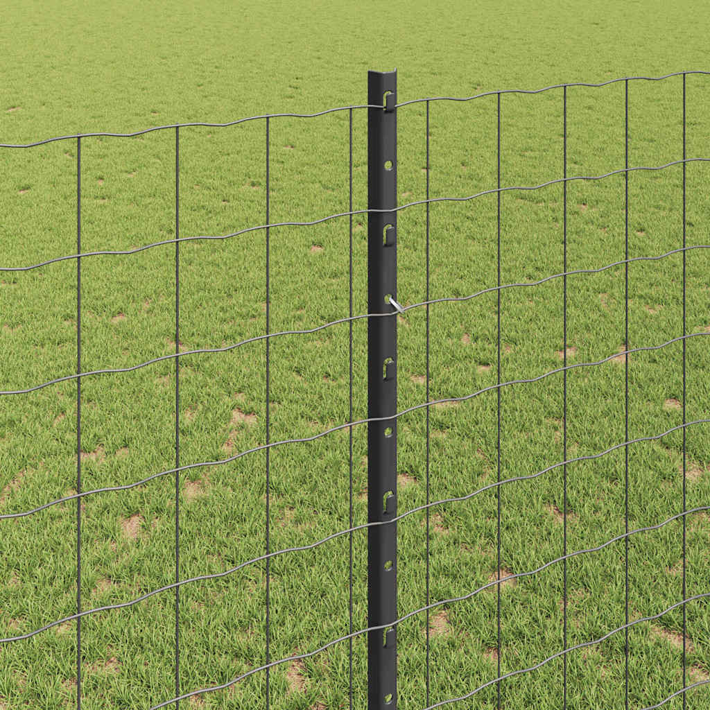 Zaun mit Pfosten Grau 1,4 x 10 m Stahl
