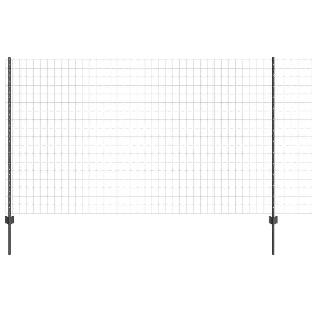 Zaun mit Pfosten Grau 1.4 x 10 m Stahl